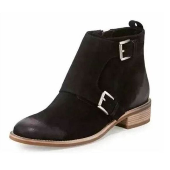 Michael Kors Adams Monk Strap Black Suede Bootie Size 7.5 - Picture 4 of 7